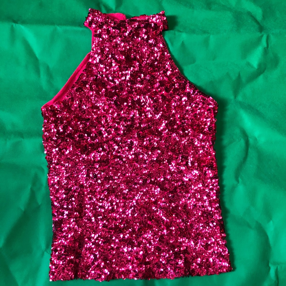 Hot pink Sequin Tank Top